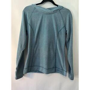 Eddie Bauer Womans Fuzzy Athletic Hooded Sweatshirt Top. Medium